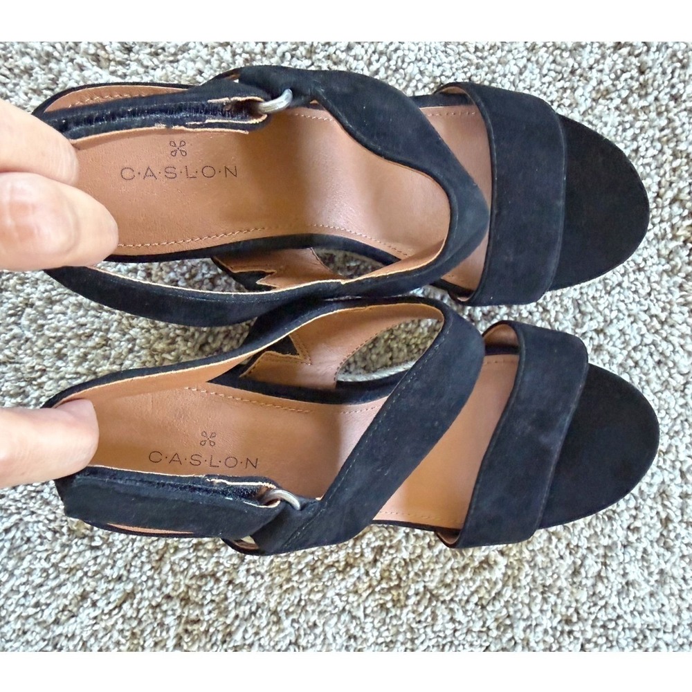 Caslon Jillien Black Suede Espadrille Wedge Sandals Womens Size 6 NEW Vacation - Picture 5 of 6